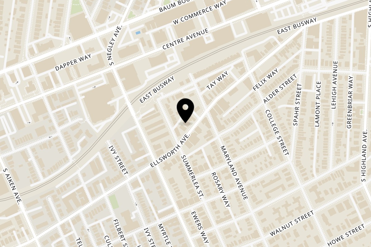 Map showing the location of Buenatarde Tequila y Mezcal on 5741 Ellsworth Ave in Pittsburgh